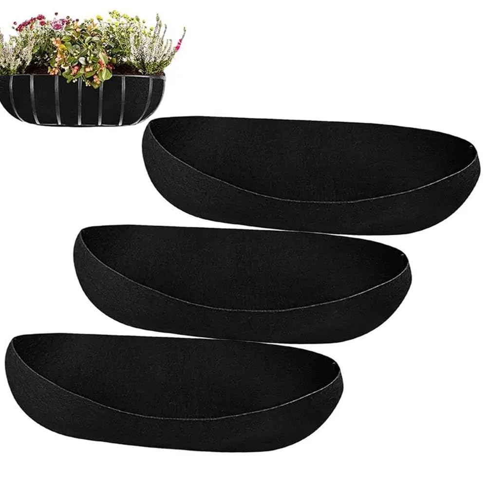 Kouamor 3 Pack Felt Trough Planter Liners, 24/30/36″ Felt Window Box Liners, Wall Basket Liner, Wall Mounted Trough Liners, Non-Woven Liner for Planters Flower Garden Fence Window Outdoor (24 IN)