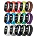 Leelbox【15 unités】15 Coloré Bracelet de Rechange pour Xiaomi Mi Band 3/Xaiomi Mi Band 4, Bracelet de Remplacement en Silicone Souple pour Mi Band 3/ Mi Band 4,Brassard de Remplacement Extensible