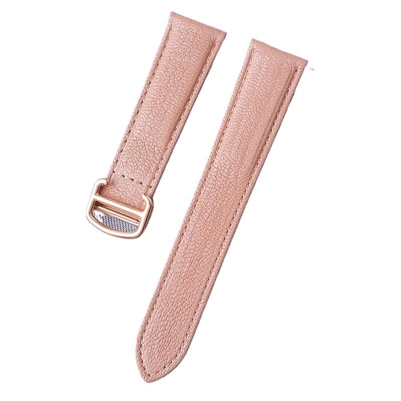 Bracelet montre Cartier Tank cuir véritable interchangeable rose 16mm