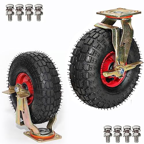 WORDFUN Set di 2 Ruote per Carichi Pesanti, Ruote Pneumatiche, Girevoli e Frenanti, Resistenti all Usura