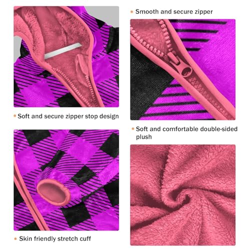 GuoChe Purple Black Plaid Boy Fleece Jacket3