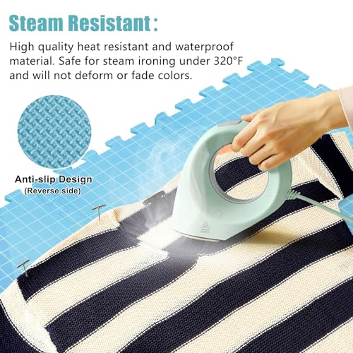 Image of CraftyManor 9 PCS Blocking Mats for Knitting & Crochet Projects, Crochet Blocking Mat with 50 T- Pins, Knitting Board and Pins (Blue 9PCS)