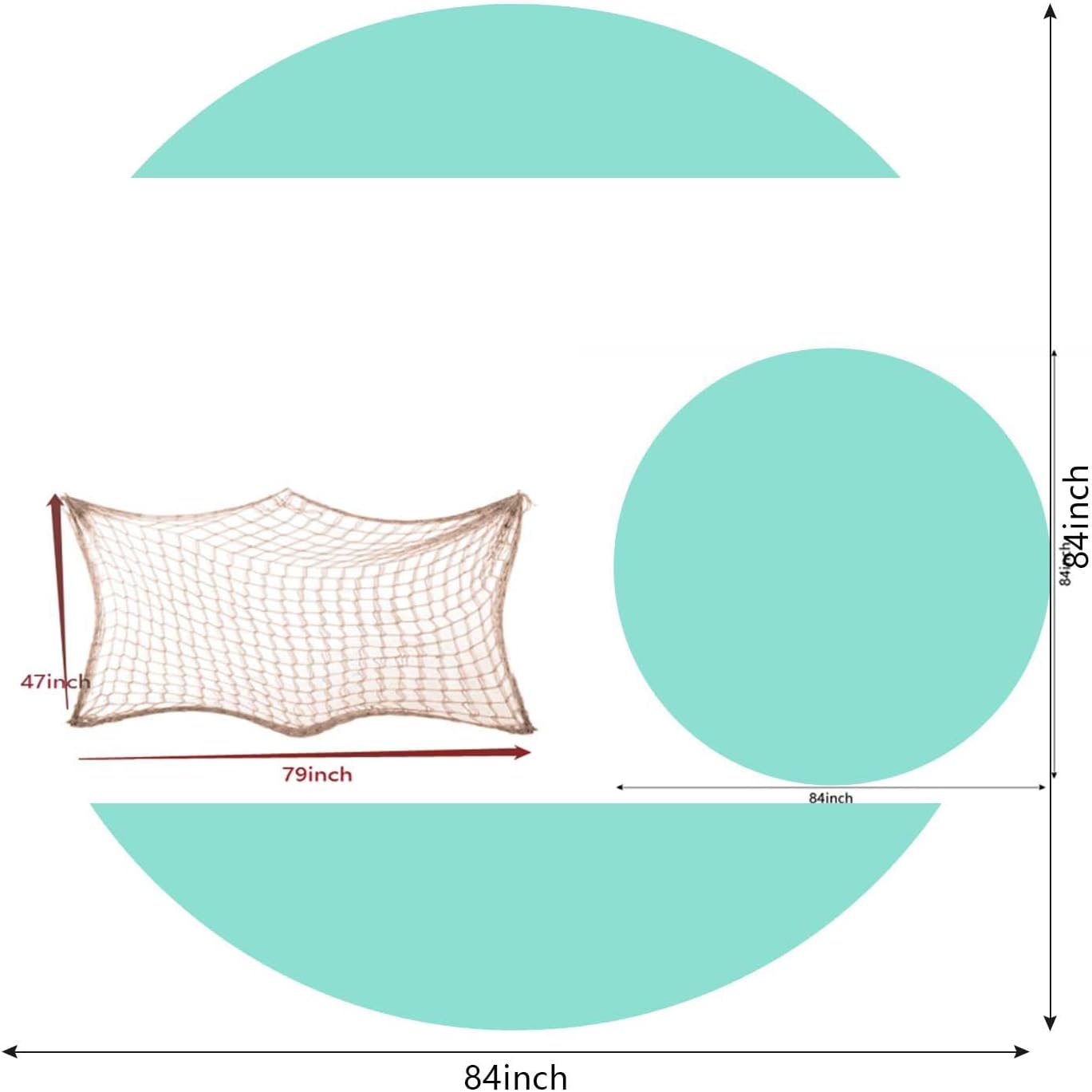 Oudain 12 Pcs Ocean Waves Plastic Round Tablecloth 84 Inch with Fish Net Decorative Waterproof Water Tablecloth Sea Theme Picnic Table Cover for Ocean Theme Birthday Party (Colorful)