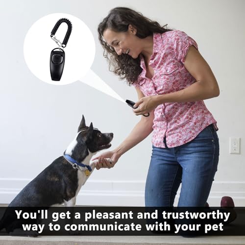 SOGHO Hundepfeife,Klicker Hund,Hundepfeife Rütter Rückruf,Pfeife Klicker Hundeklicker Set,Hundepfeife Mit Klicker Und Lanyard,2 IN 1 Funktionsdesign Für Hund,Katze,(Schwarz)