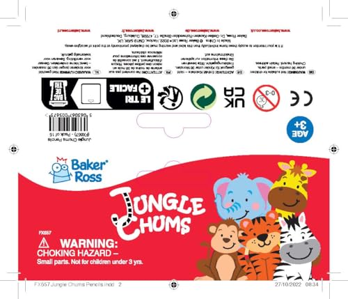 Baker Ross FX657 Jungle Chums Pencils - Pack of 15, Party Bag Fillers for Kids, Yellow - Image 3