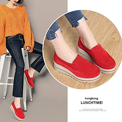 Image of YING LAN Women Slip On Loafers Comfort Suede Moccasins Wide Low Top Shoes