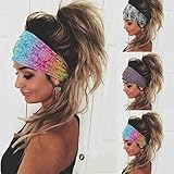 Olbye Boho Headbands Women Wide Hairbands Elastic Turban Head bands Non Slip Floral Hair Bands Workout Head Wraps Yoga Hair Scarfs Fashion Hair Accessories for Women and Girls Pack of 3 (Boho)