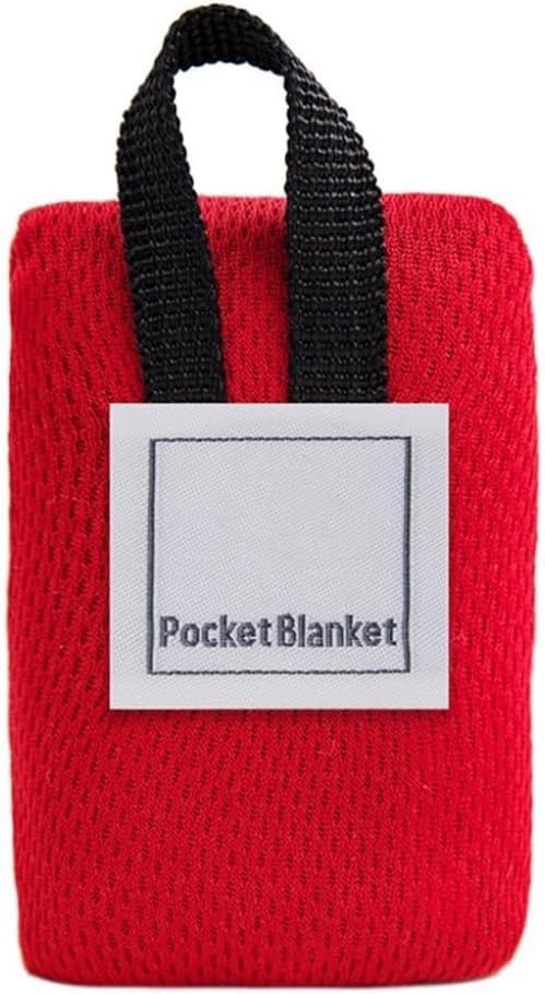 Compact Pocket Blanket - Waterproof 59"x43" Outdoor Mat, 5.1" Fold Size Red