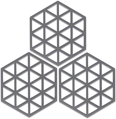 Silicone Trivets Mats for Dishes and Pots, Trivets Hot Pads for Table Countertops, Heat Resistant Trivets, Kitchen Pot Mat Table Decor trivets Pads for Bowl Dish Cooking Dining Set, (3 PCS, Grey)