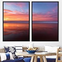2 Piece Framed Canvas Wall Art Sunset and Ocean Landscape Canvas Prints Home Artwork Decoration for Living Room,Bedroom - 16