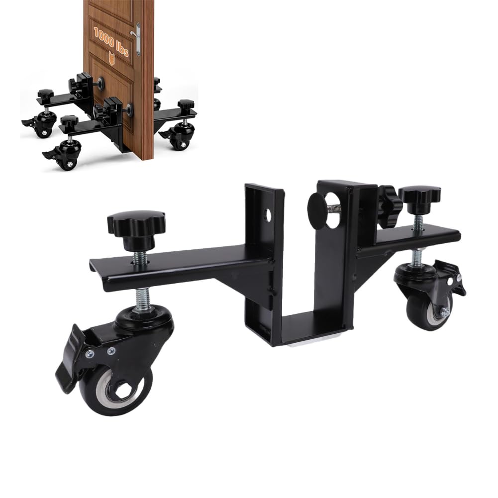 Carro elevador de puerta de alta resistencia, carro de panel de puerta ajustable de acero resistente de 1,6-2,1 pulgadas con ruedas giratorias de 360°