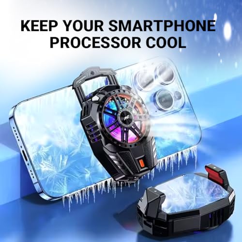Image of Ant ICE10 Phone Cooler for Gaming, Universal Phone Cooling Fan with 3 Speed Cooling Modes, RGB Fan, Ultra Quiet LED Temperature Display for iPhone Android Smartphones Cell Phone Cooler Black