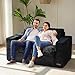 MAXYOYO Convertible Sofa Bed, Pull Out Loveseat Sleeper Sofa, 2 in 1 Folding Couch Bed, Fold Out Floor Couch with Pillows for Living Room Bedroom Lounge, Black