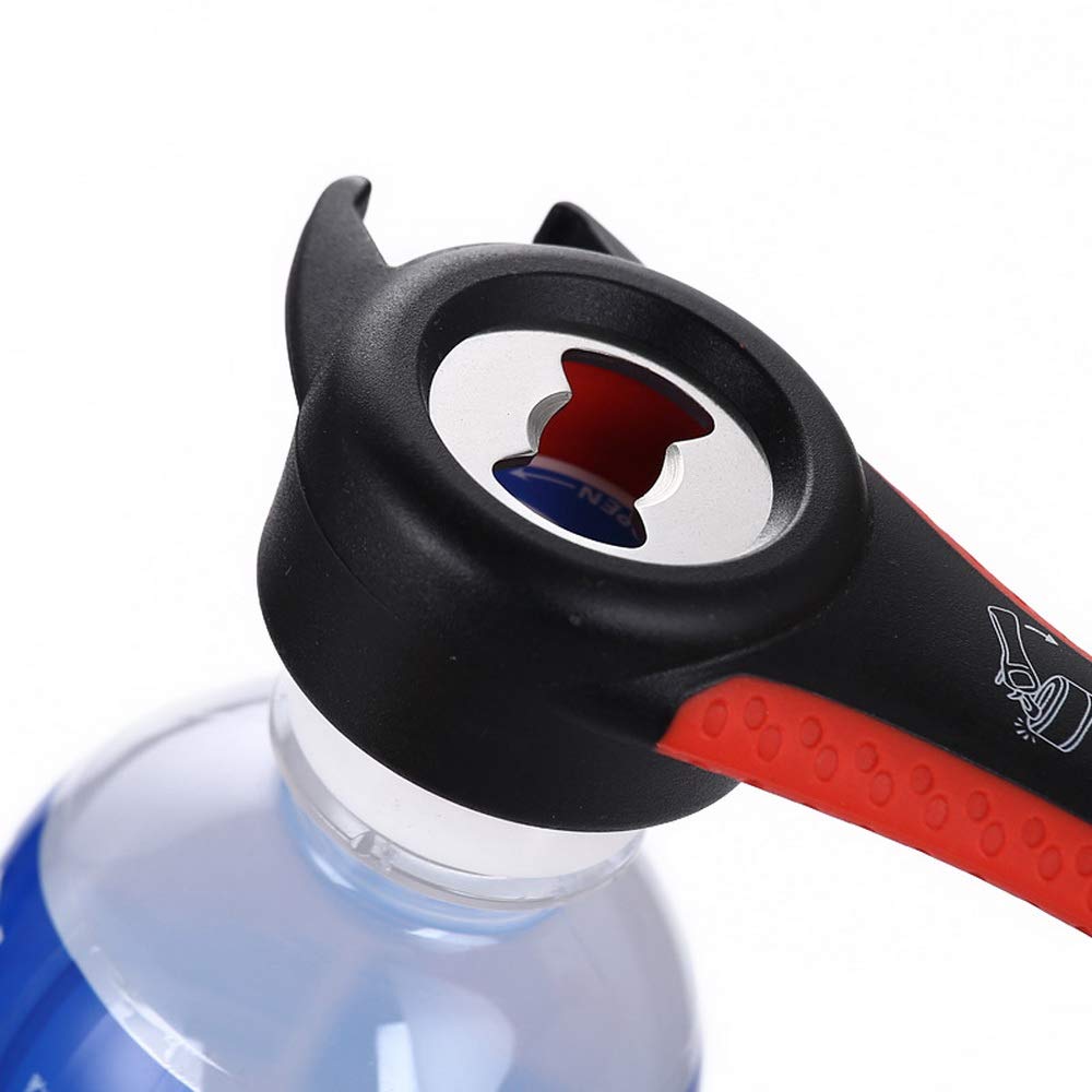 Abridor de Botellas multifunción 5 en 1 Acero Inoxidable for Abrir latas plástico y Cerveza, Ideal como Herramienta Cocina for camareros(Red)