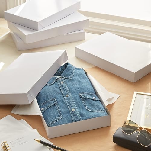 Hallmark 14" Medium Gift Boxes with Lids (8 White Shirt Boxes) for Christmas, Birthdays, Holidays - Image 3