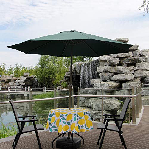 Image of EHouseHome Outdoor and Indoor 60inch Round Tablecloth with Umbrella Hole and Zipper, Waterproof Zippered Patio Table Cloths, Spring /Summer Table Covers for Backyard Circular Table /BBQs /Picnic