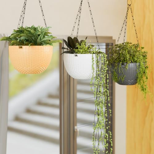 Image of YUCCABE ITALIA SHERA URO-Basket Plastic Flower Pot with Drainage Holes Round Planter Pot Suitable for Inddor Outdoor Kitchen (Multicolor, 6 INCH - 12 Pcs)
