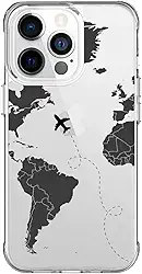 Capa Capinha Anti Impacto para Iphone 11, 12, 13, 14, 15 e suas variações Modelo Mapa Mundi Black (Iphone 13 Pro)