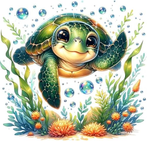 Image of Sea Turtle Cross Stitch Kits for Adults Beginner,Counted Cross Stitch Kits Printed Stitching Cute Patterns Dimensions Needlepoint Art Crafts Embroidery Kits for Adults Beginners (13.7x13.7 inch)