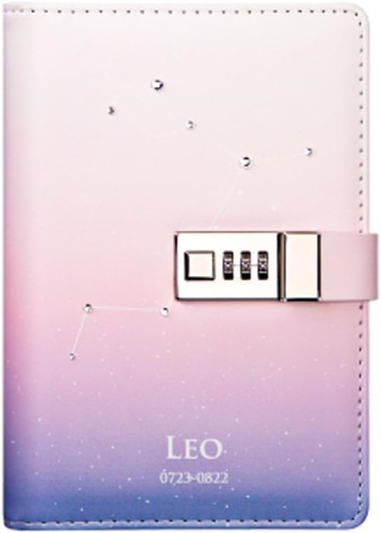Creative 12 Constellation Lock Diary Gradient Pu Leather Cover Combination Lock Journal Diary 240 Pages Notebook Birthday Gift for Girl with DIY Kit