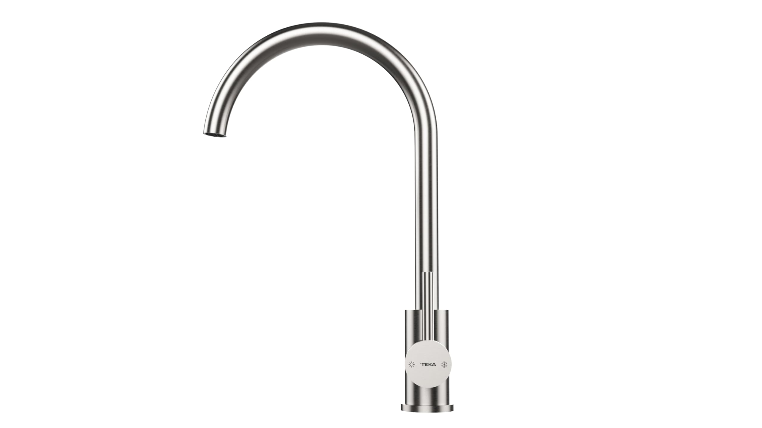 TEKA Grifo Cocina Monomando, Caño Alto Giratorio 360º, Aireador Eco Anticalcáreo Limitador de caudal 5 l/min, Acero Inoxidable AISI 304, Easy Fix, Modelo UNI 9310