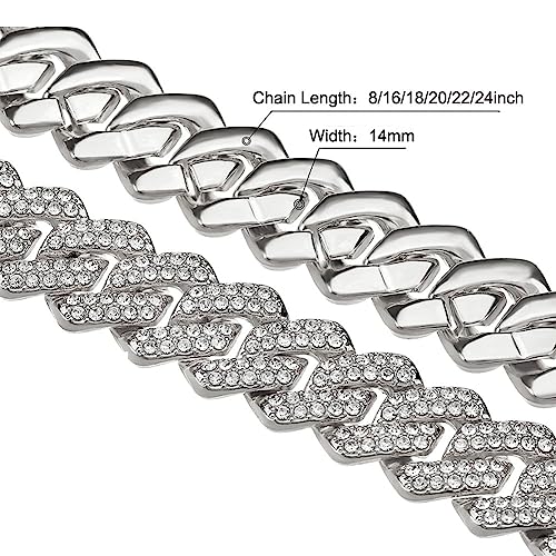 Mens Silver Cuban Link Chain Necklace for Women - Iced Out Bling Miami Cuban Link Bracelet - Hip Hop Jewelry for Men and Women3