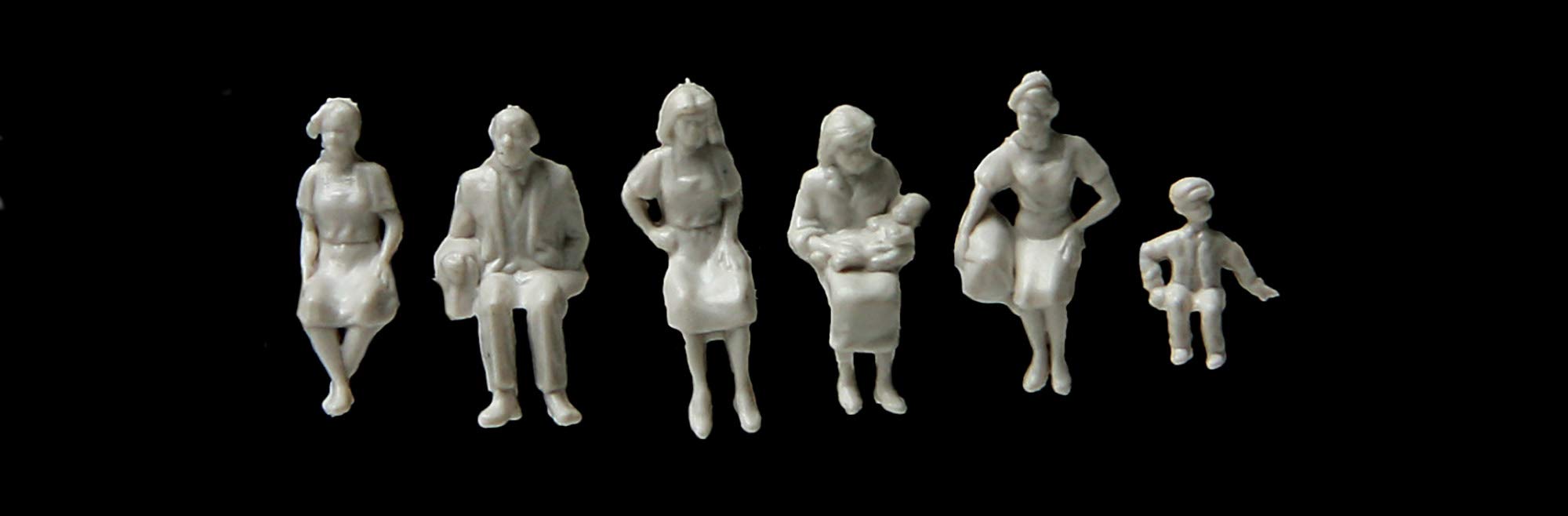 Figurines assis non peint à l'échelle H0 Walthers pour maquette ferroviaire