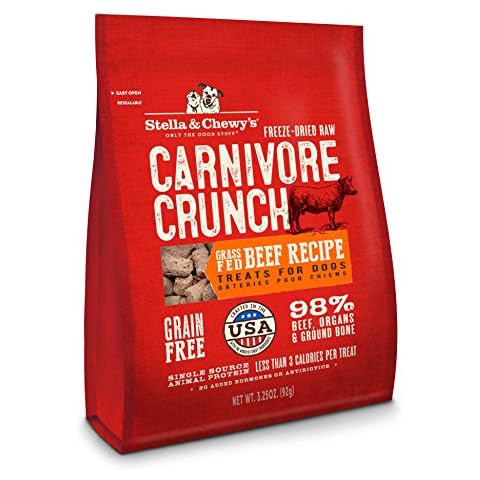 Stella & Chewy's Freeze-Dried Raw Carnivore Crunch Grass-Fed Beef Recipe Dog Treats – 3.25 oz. Bag Cover