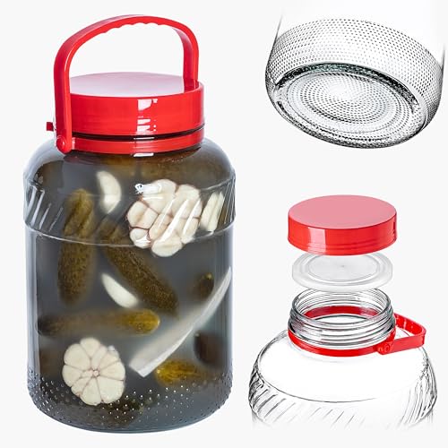 KADAX Grand Bocal de Fermentation en Verre, Récipient de Conservation avec Couvercle Hermétique, Idéal pour la Préparation de Cornichons et Choucroute (4L)