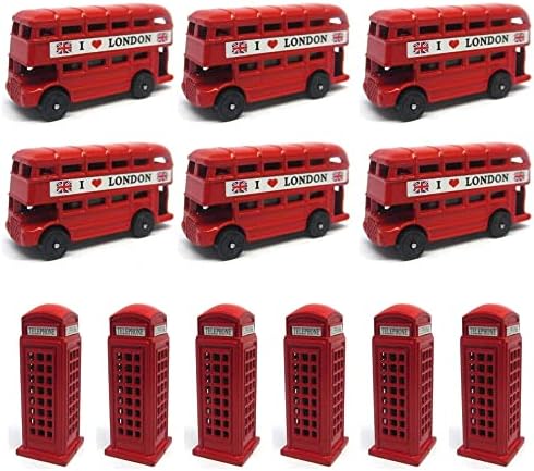 Set of 12 London 3D BUS & TELEPHONE Box Magnet Die-Cast Metal fridge magnet British London Souvenir 3D Bus & Phone Booth Magnet
