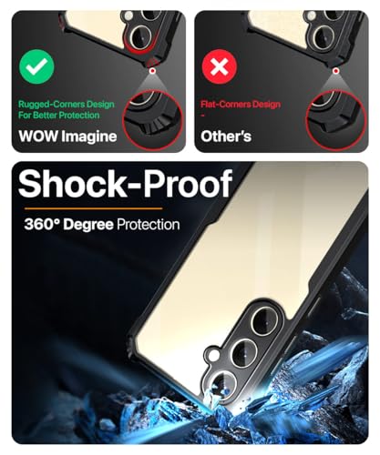 Image of WOW IMAGINE Shock Proof Clear Protective Back Case for Samsung Galaxy S24 5G - AirEDGE Technology | 360 Degree Camera Protection | Transparent Hybrid Back Case Mobile Cover - Black