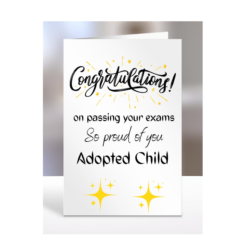 Exam Congratulations Card for Adopted Child, greetings card, men, women, female, male, him, her, presents for christmas, on passing your exams, A5-96_7 — image 1