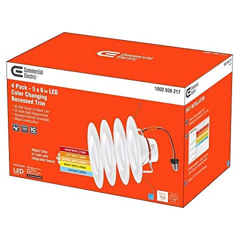 Commercial Electric SG_B07J23DL2S_US NS01aA11FR1-259 LED Retrofit, 4 Pack, Color Changing with Switch Cover