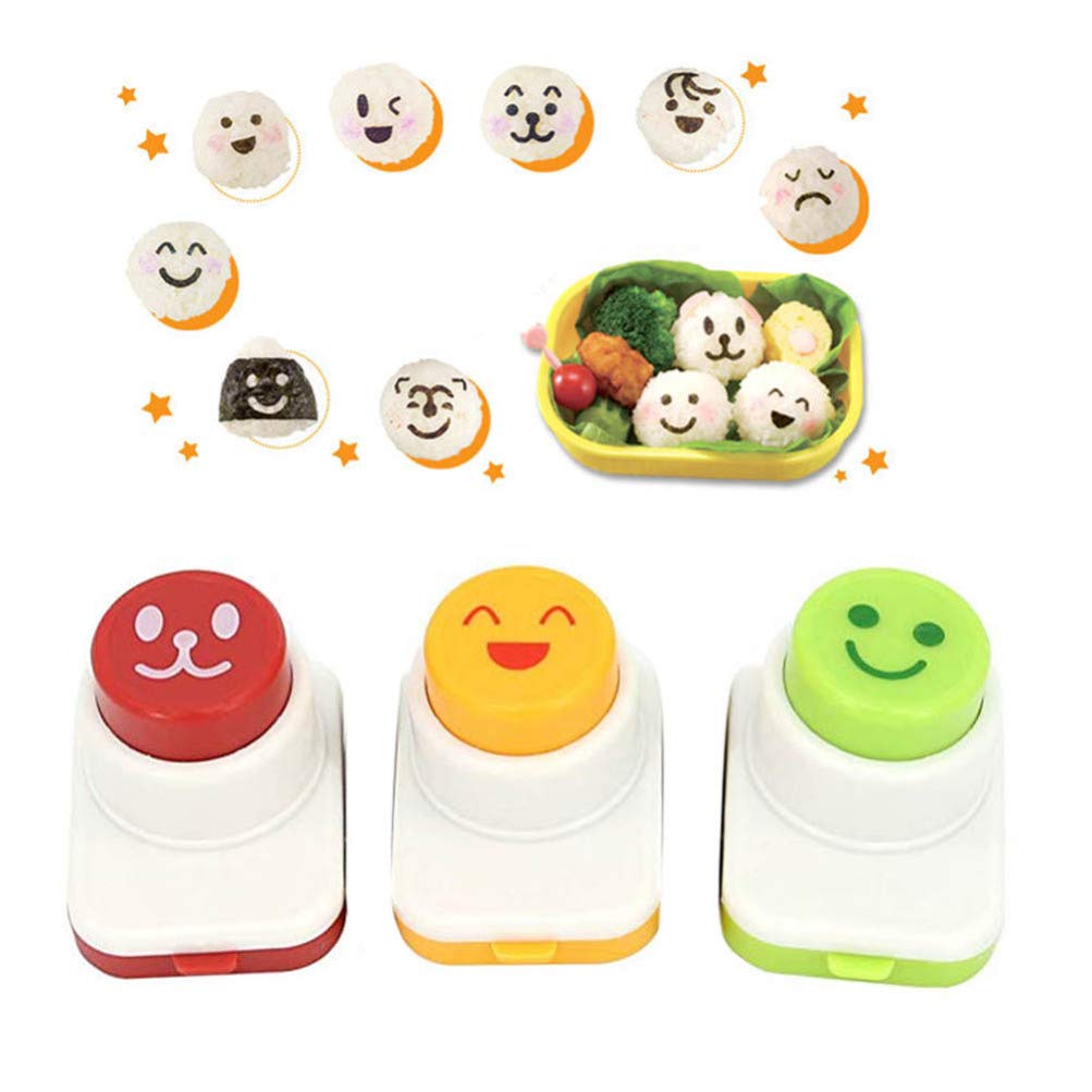 FFAACCADIY Tools Japanese Tools 3Pcs DIY Sushi Tool Seaweed Nori Punch Embossing Device Smile Face Rice Roll Musubi Oshizushi Mold Sushi Making Mold Kitchen Utensil DIY Tools Musubi Mold