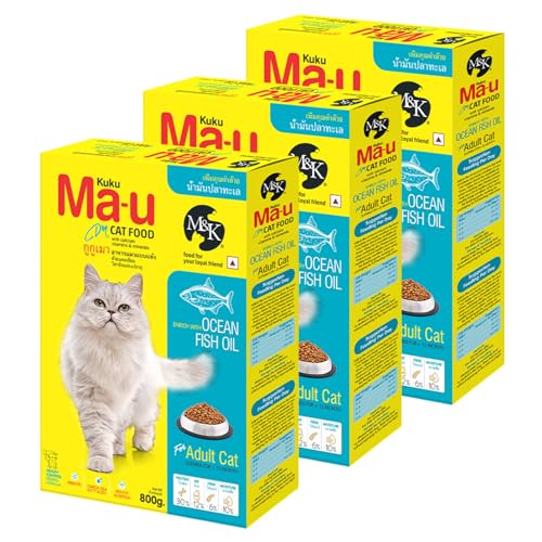 Image of M&K Adult Cat Food with Ocean Fish Oil | Complete & Balanced Dry Cat Food for Adult Cats | Supports Healthy Skin, Shiny Coat & Digestion | High Protein Nutrition for Indoor & Outdoor Cats (2.4 Kg)