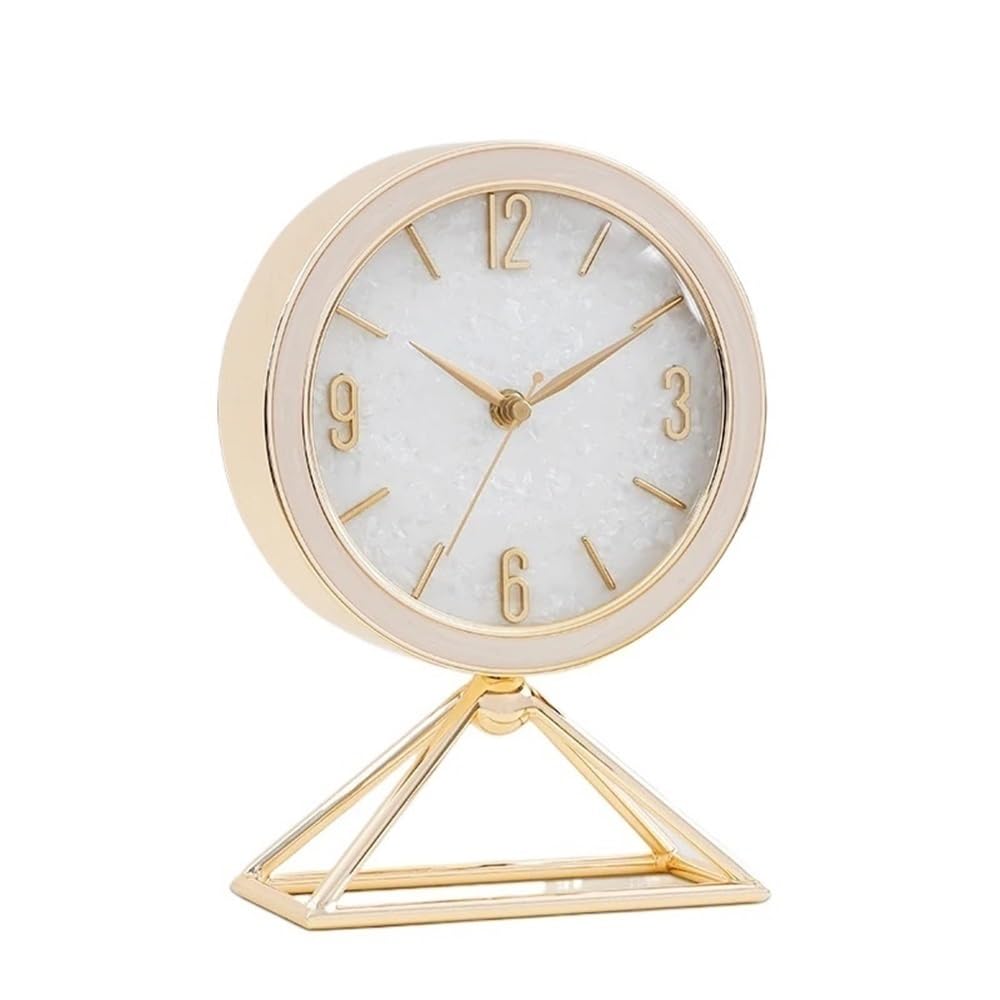 Reloj de mesa de metal de lujo con diseño decorativo silencioso y acabado de alta calidad