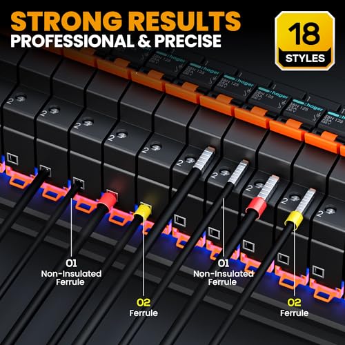 SOMELINE Ferrule Crimping Tool Kit, Self-Adjusting Pliers for Wire Ferrules AWG 24-8, With 18 Sizes Insulated and Non-insulated Wire Ferrules Terminals, Square Crimp Connector Assortment Kit by SOMELINE - Image 3