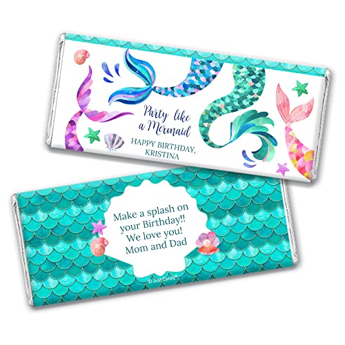 25ct DIY Mermaid Birthday Party Favors Personalized Wrappers for Chocolate Bars Kid\'s (25 Count) - Party Supplies - Thumbnail 2