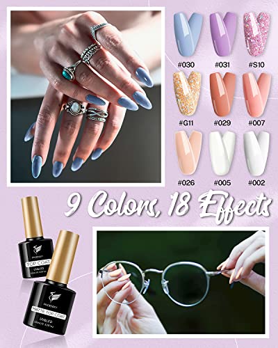 Poly Nail Gel Kit, Phoenixy 9 Colors Poly Nail Extension Gel Kit With 48W Led U V Nail Lamp Poly Extension Starter Kit Gift For Women #TOP1