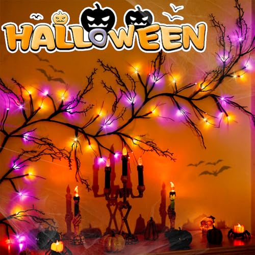 Guirnalda de luces de Halloween de sauce con luces LED moradas 5