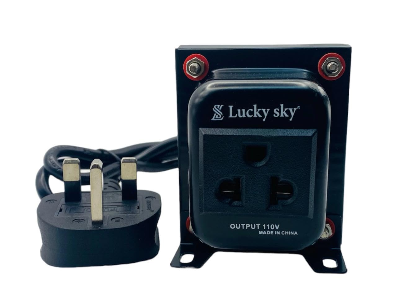 Lucky Sky 200 Watt Step Down Transformer 220 Volt to 110 Volt Voltage Converter,Universal 3 Pin UK With Power Cord For Household Electrical Appliance Voltage Converter (220V TO 110V 200W)