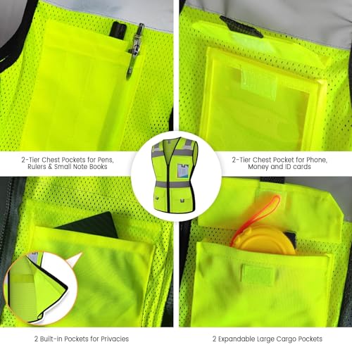 Uno Mejor Colete de trabalho de construção para mulheres 11 bolsos colete refletivo confortável com