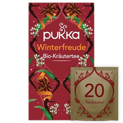 Pukka Tee Set, Bio Kräutertee Winterfreude, Ingwer, Zimt, Nelken, Orange, Limited Edition, Für besinnliche Momente, 4er Pack, 80 Teebeutel