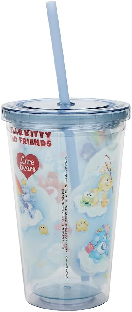 Hello Kitty & Friends X Care Bears Characters In Clouds 16 Oz Blue Acrylic Travel Cup - Image 3