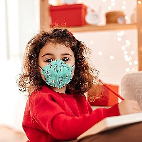 Image of N95 Style Kids Face Mask with Printed Design | Washable & Reusable Earloop Mask for Boys & Girls | Comfortable Breathable Face Cover for Kids Age 3-15 Years (Multicolor)