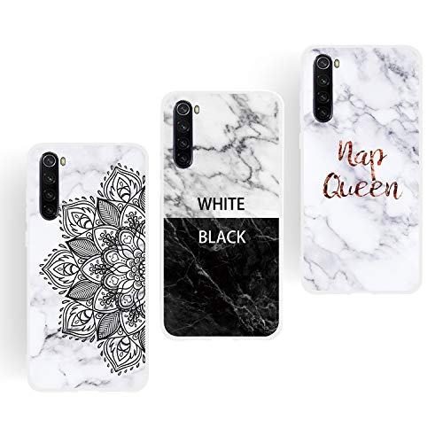 HopMore Compatible con Funda Xiaomi Redmi Note 8T Silicona Blando Dibujo Mármol Blanco 3D Divertidas Carcasa TPU Suave Ultrafina Slim Case Antigolpes Caso Soft Cover Gracioso - Pack B