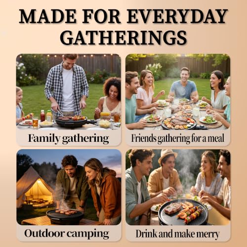 I-Keukenn Outdoor Electric Grill for Balcony, Backyard & Outdoor Camping - 2-in-1 Grill Stove, Non-Stick Baking Pan, Intelligent Temperature Control, Removable Stand, Portable BBQ, Party, Gray by I-Keukenn - Image 2