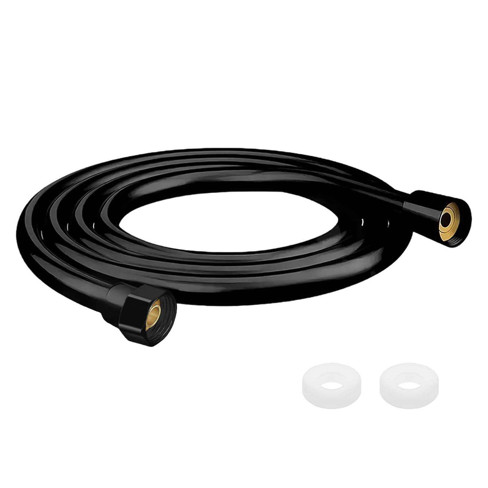 Dyouen Black 1.5M Shower Hose Pvc Universal Pipe With Connection & Washer Leak-Proof Anti-Tangle Flexible Shower 150Cm 1/2" Connector For Bath Taps Replacement
