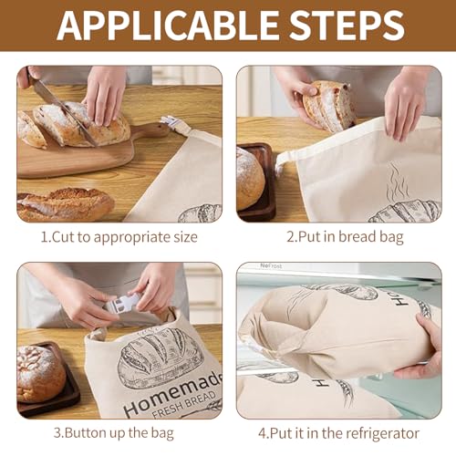 Bolsa de pan de cera de abeja reutilizable de algodon y lino para panaderia casera 7