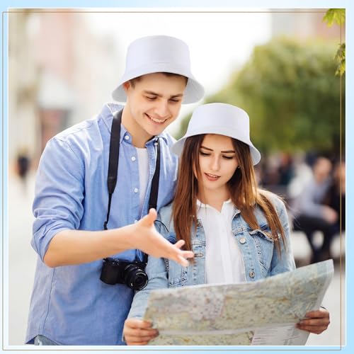 Image of 36 /24 /12 Pcs Bucket Hats for Men Women Bulk Cotton Fishing Cap UV Protection Beach Foldable Solid Color Sun Cap